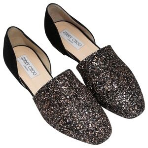 Jimmy Choo - Black / Gold Globe D'Orsay Flats - Size 38.5
